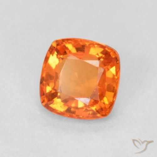 0.54 ct Orange Sapphire Stone, Natural Sapphire in Cushion-Cut Shape for Sale