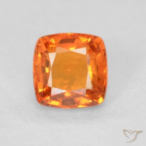 0.61ct Natural Medium Orange Sapphire, Cushion, VVS