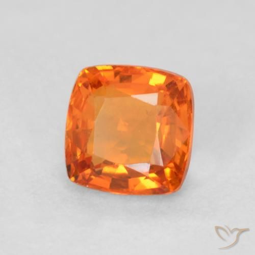 0.61 ct Orange Sapphire Stone, Natural Sapphire in Cushion-Cut Shape for Sale