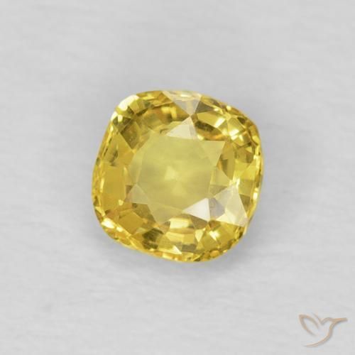 0.40 ct Yellow Sapphire Stone, Natural Sapphire in Cushion-Cut Shape for Sale