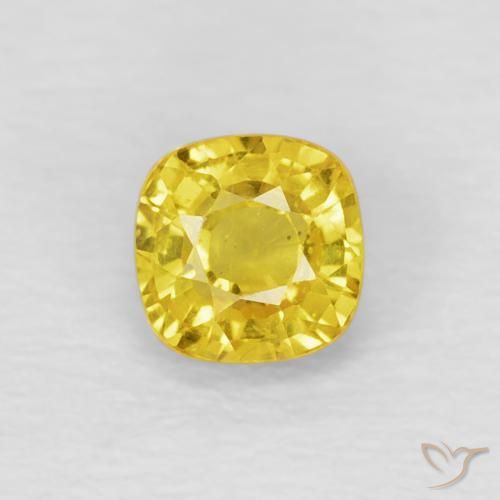 0.53ct Natural Medium Light-Yellow Sapphire, Cushion, VS