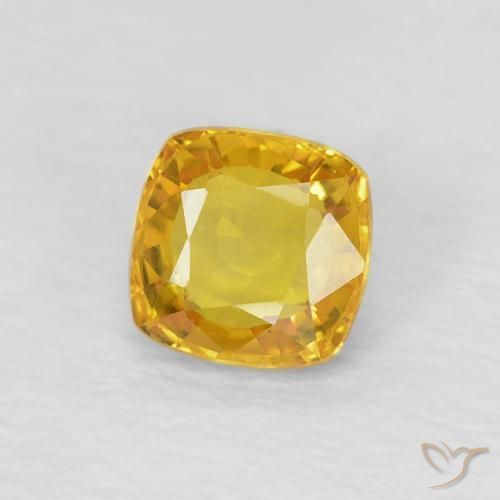 0.60 ct Golden Sapphire Stone, Natural Sapphire in Cushion-Cut Shape for Sale