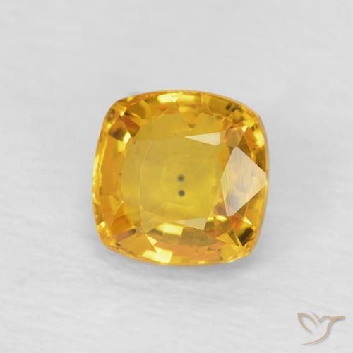 0.62 ct Golden Sapphire Stone, Natural Sapphire in Cushion-Cut Shape for Sale