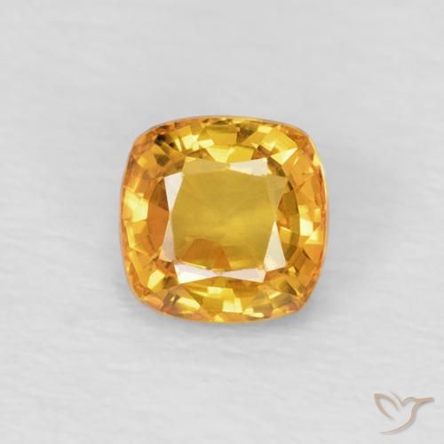 0.60ct Natural Medium Orange-Gold Sapphire, Cushion, VVS