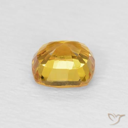 Sapphire Gemstone in 4.6 x 4.5 mm Size for Sale, Sapphire Stone in Medium Orange-Gold Color