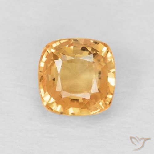 0.75 ct Golden Sapphire Gemstone, Sapphire Gem in Cushion-Cut Shape for Sale.