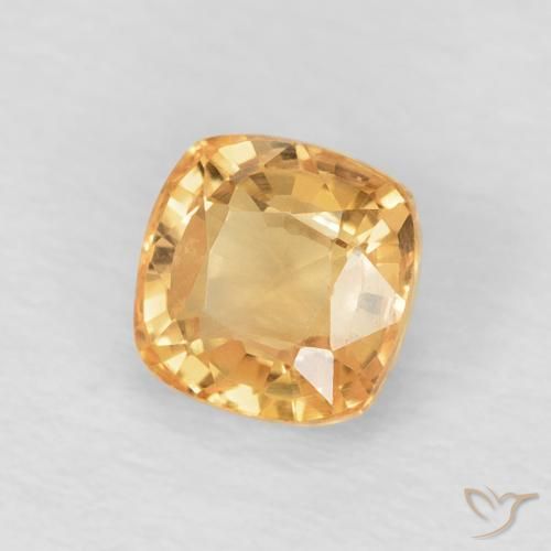 0.75 ct Golden Sapphire Stone, Natural Sapphire in Cushion-Cut Shape for Sale