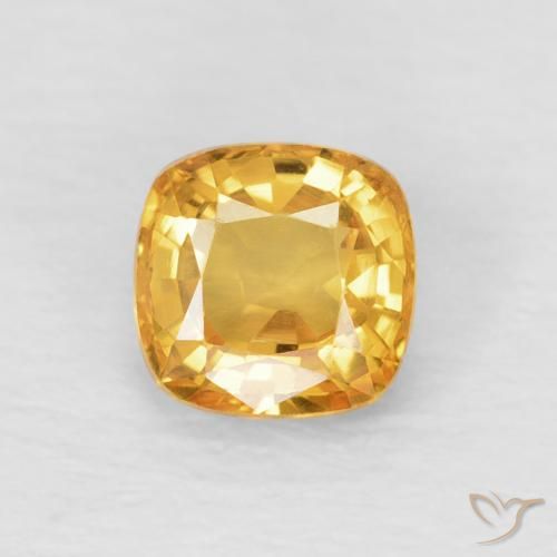 0.63ct Natural Deep Golden Orange Sapphire, Cushion, VVS