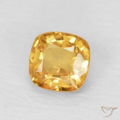 0.63 ct Golden Sapphire Stone, Natural Sapphire in Cushion-Cut Shape for Sale