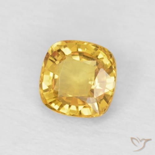 0.53 ct Golden Sapphire Stone, Natural Sapphire in Cushion-Cut Shape for Sale
