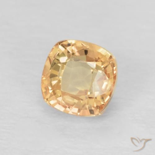 0.74 ct Golden Sapphire Stone, Natural Sapphire in Cushion-Cut Shape for Sale