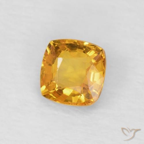 0.48 ct Golden Sapphire Stone, Natural Sapphire in Cushion-Cut Shape for Sale