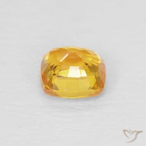 Sapphire Gemstone in 4.2 x 4.1 mm Size for Sale, Sapphire Stone in Orange-Gold Color