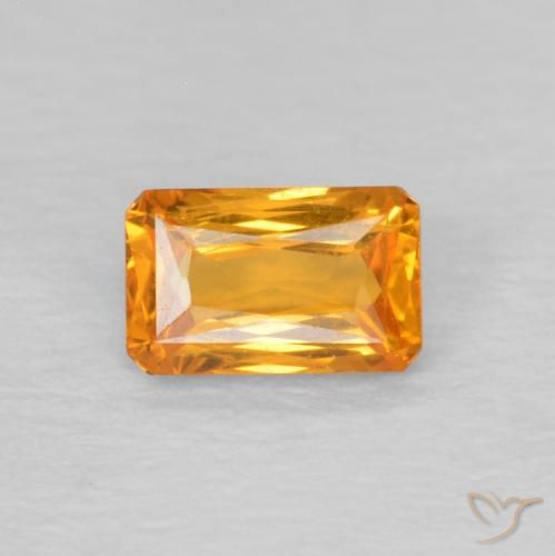 0.40ct Natural Orange-Gold Sapphire, Emerald Cut, VVS-VS