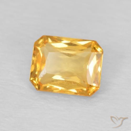 0.53 ct Golden Sapphire Stone, Natural Sapphire in Octagon / Scissor Cut Shape for Sale
