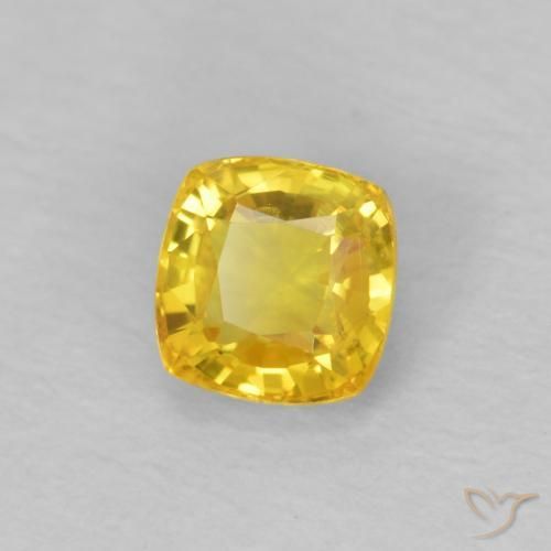 0.49 ct Yellow Sapphire Stone, Natural Sapphire in Cushion-Cut Shape for Sale