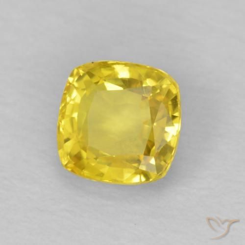 0.62 ct Yellow Sapphire Stone, Natural Sapphire in Cushion-Cut Shape for Sale