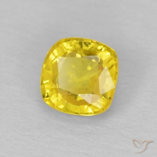 0.56 ct Yellow Sapphire Stone, Natural Sapphire in Cushion-Cut Shape for Sale