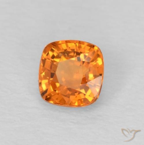 0.48 ct Orange Sapphire Stone, Natural Sapphire in Cushion-Cut Shape for Sale