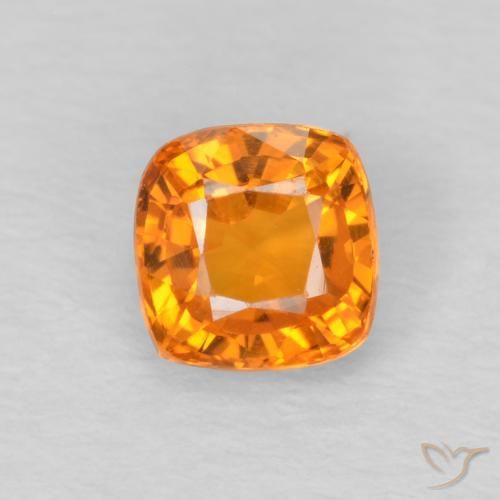 0.64ct Natural Bright Orange Sapphire, Cushion, VS