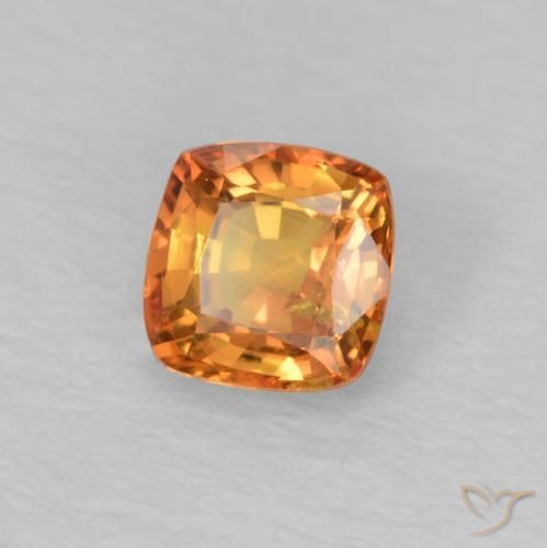 0.49 ct Orange Sapphire Stone, Natural Sapphire in Cushion-Cut Shape for Sale