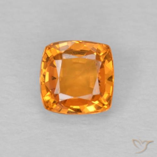 0.62ct Natural Bright Orange Sapphire, Cushion, VS