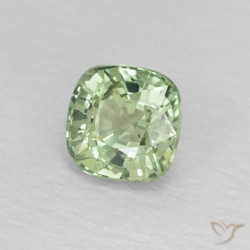 0.59 ct Green Sapphire Stone, Natural Sapphire in Cushion-Cut Shape for Sale