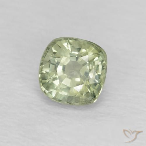 0.56 ct Green Sapphire Stone, Natural Sapphire in Cushion-Cut Shape for Sale