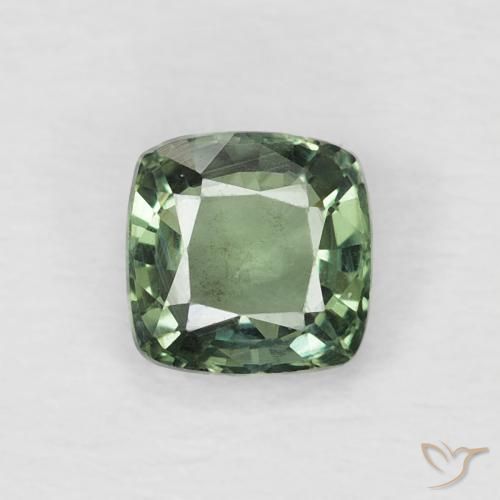 0.57ct Natural Medium Light Green Sapphire, Cushion, VS