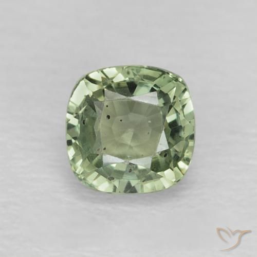 0.75ct Natural Medium Green Sapphire, Cushion, VS