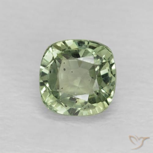 0.75 ct Green Sapphire Stone, Natural Sapphire in Cushion-Cut Shape for Sale