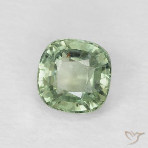 0.60 ct Green Sapphire Stone, Natural Sapphire in Cushion-Cut Shape for Sale