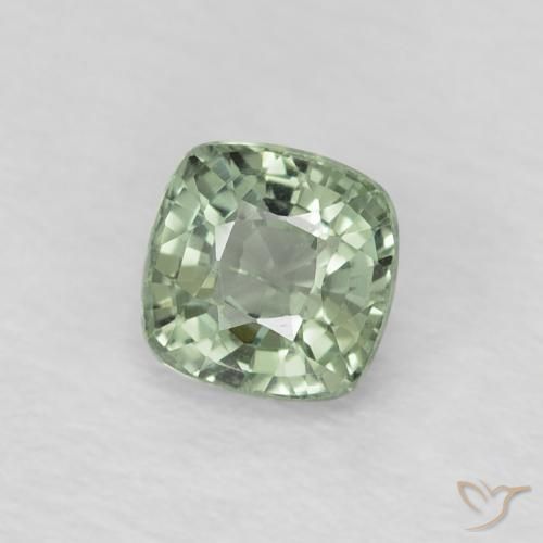 0.54 ct Green Sapphire Stone, Natural Sapphire in Cushion-Cut Shape for Sale