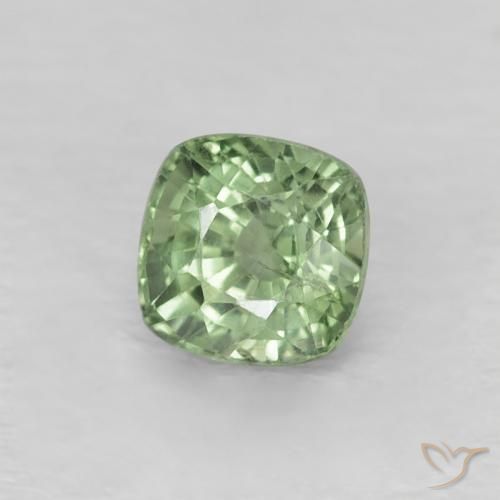 0.62 ct Green Sapphire Stone, Natural Sapphire in Cushion-Cut Shape for Sale