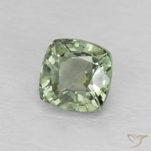 0.73 ct Green Sapphire Stone, Natural Sapphire in Cushion-Cut Shape for Sale