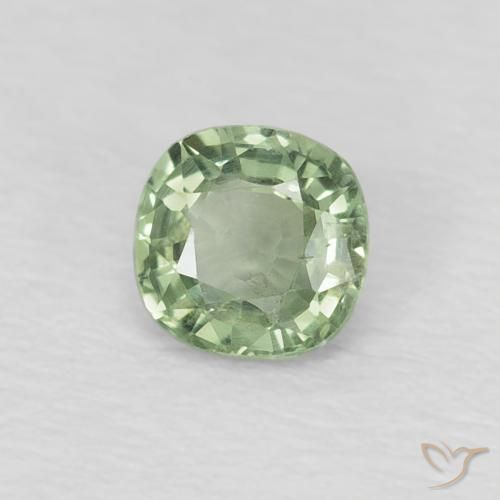 0.43 ct Green Sapphire Stone, Natural Sapphire in Cushion-Cut Shape for Sale