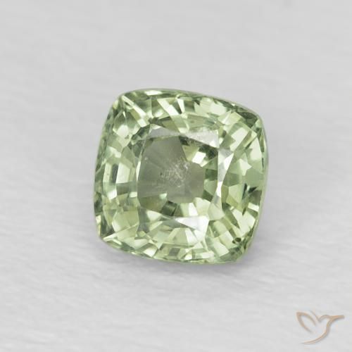 0.69 ct Green Sapphire Stone, Natural Sapphire in Cushion-Cut Shape for Sale