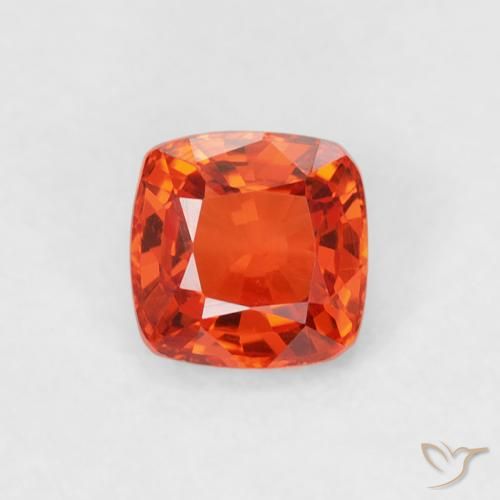 0.56ct Natural Reddish Orange Sapphire, Cushion, VVS-VS