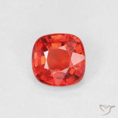 0.45ct Natural Bright Crimson Red-Orange Sapphire, Cushion, VVS-VS