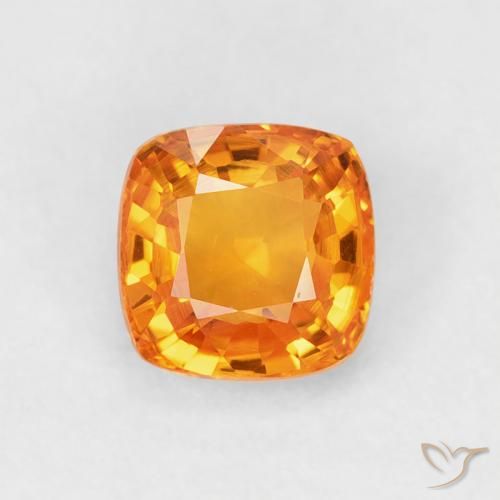 0.71ct Natural Medium Orange Sapphire, Cushion, VVS-VS