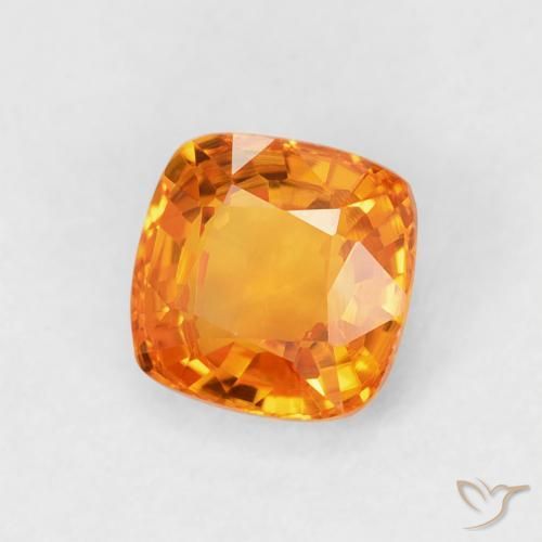 0.71 ct Orange Sapphire Stone, Natural Sapphire in Cushion-Cut Shape for Sale