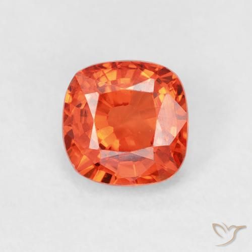 0.58ct Natural Reddish Orange Sapphire, Cushion, VS