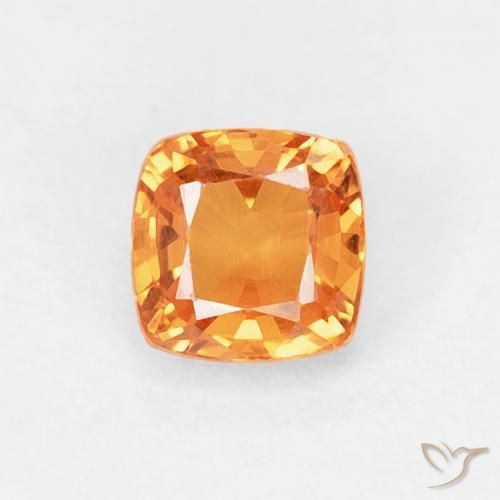 0.60ct Natural Medium Orange Sapphire, Cushion, VVS-VS