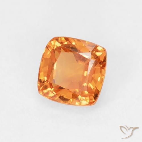 0.60 ct Orange Sapphire Stone, Natural Sapphire in Cushion-Cut Shape for Sale