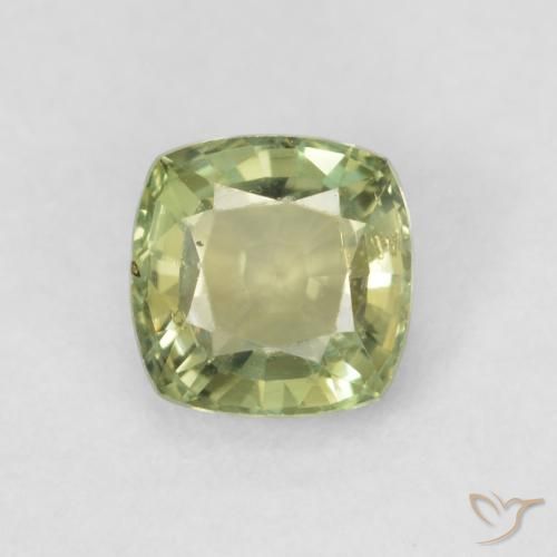 0.58ct Natural Yellowish Green Sapphire, Cushion, VVS-VS