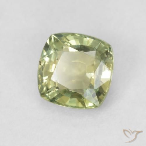 0.58 ct Green Sapphire Stone, Natural Sapphire in Cushion-Cut Shape for Sale