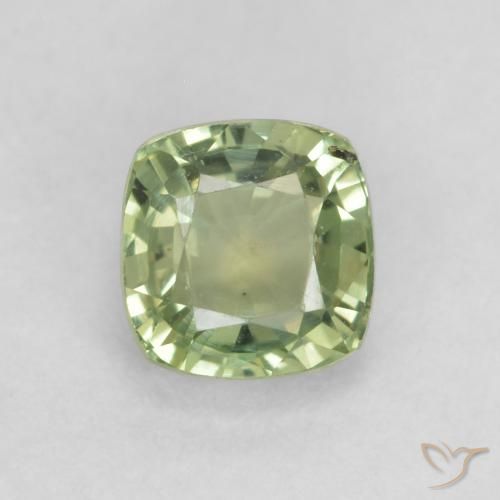 0.68ct Natural Very Light Sage Green Sapphire, Cushion, VVS-VS