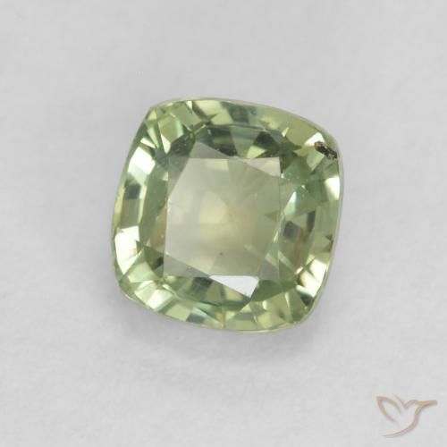 0.68 ct Green Sapphire Stone, Natural Sapphire in Cushion-Cut Shape for Sale
