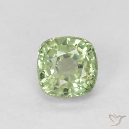 0.55ct Natural Very Light Sage Green Sapphire, Cushion, VVS