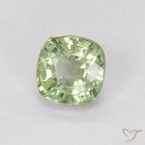 0.55 ct Green Sapphire Stone, Natural Sapphire in Cushion-Cut Shape for Sale
